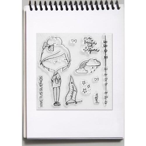 Bow Girl Silicone Clear Seal Stamp DIY Scrapbooking Embossing Photo Album Decor H58C