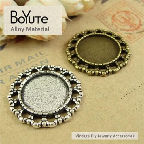 BoYuTe (50 Pieces/Lot) 16MM Cabochon Base Vintage Accessories Parts Antique Bronze Silver Blank Pendants for Jewelry Making