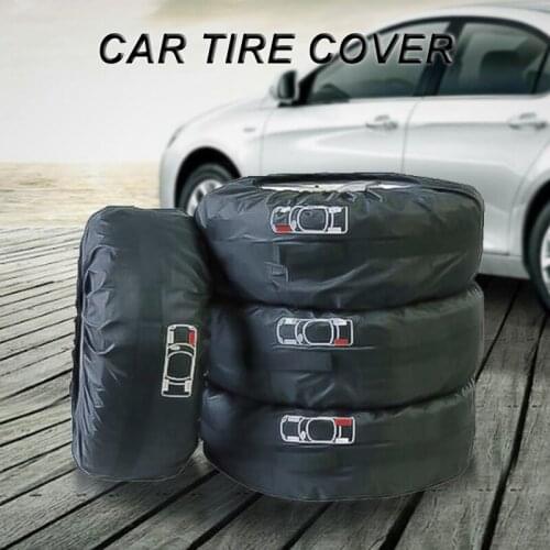 4Pcs Oxford Cloth Spare Tire Cover Case Polyester Tire Storage Bags Auto Tyre Accessories Organize Bag Sun & Rain Protection