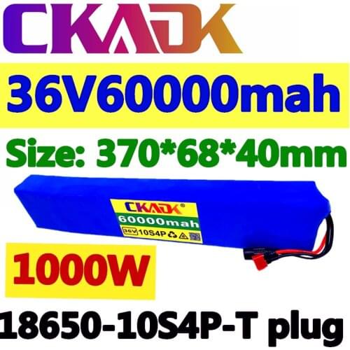 CKADK 2020 Original 36V battery 10S4P 60Ah battery pack 1000W high power battery 42V 60000mAh Ebike electric bike BMS