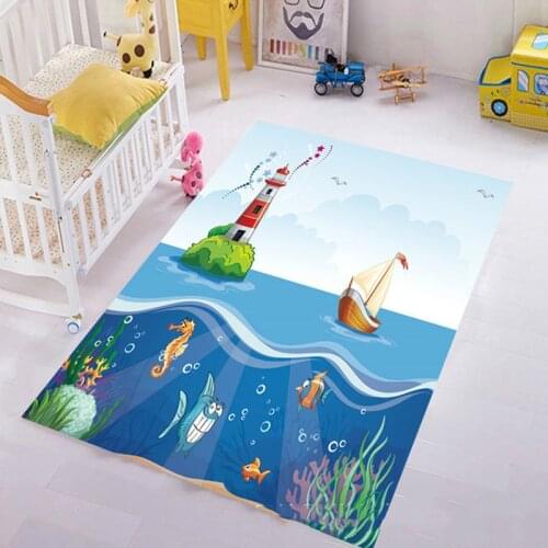 3D print shark sea rug Underwater World Childrens Carpet Bedroom Cartoon Carpet Baby play mat livingroom tapete soft sofa pad