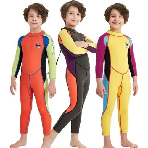 Wetsuit Kids Shorties 2.5mm Neoprene Boys Swim Surfing Snorkeling Wet Suits Youth Child Todder Swim Suit Swimwear Girls Orange