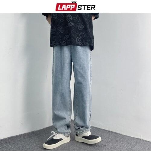 LAPPSTER Men Baggy Harajuku Streetwear Jeans Pants 2021 Mens Korean Vintage Y2k Denim Trousers Male Japan Fashion Jean Joggers