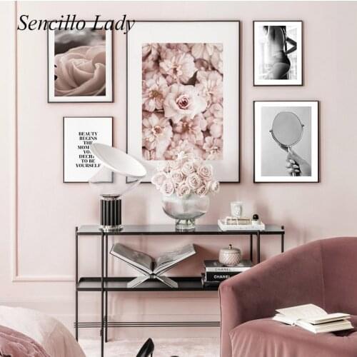 Elegant Fashion Wall Art Painting Sexy Femal Flower Canvas Poster Nordic Print Modern Beauty Salon Picture Girl Room Decoration