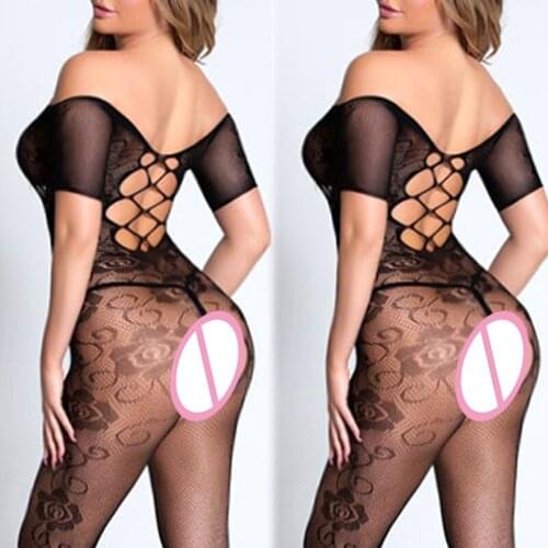 Erotic Hot Sexy Lingerie Sex Costumes Prono Bodystocking Fishnet Babydoll Catsuit Lace Sleepwear Open Crotch Underwear Plus Size