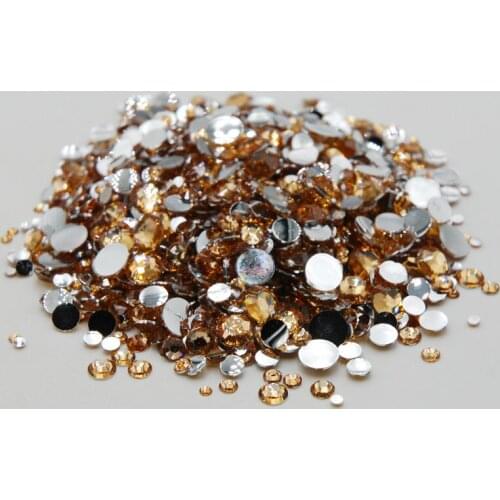 Apparel decoration Stones Mixed Sizes Champagne Color Non Hotfix Flatback Glue On rhinestone For 3D Nail Art Decoration Gems DIY