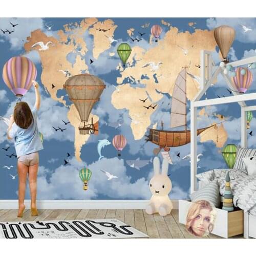 CJSIR Papel De Parede Customized Large Murals Fashion Home Improvement Cartoon World Map TV Background Wall Wallpaper Decor