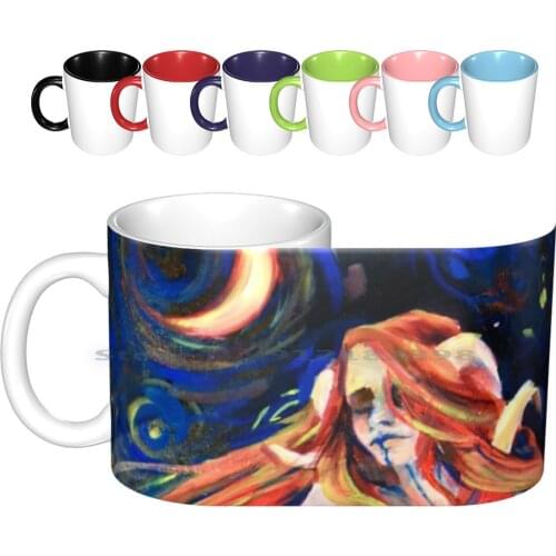 Research Ceramic Mugs Coffee Cups Milk Tea Mug Steer Skull Imagination Expressive Moon Luna Star Creative Trending Vintage Gift