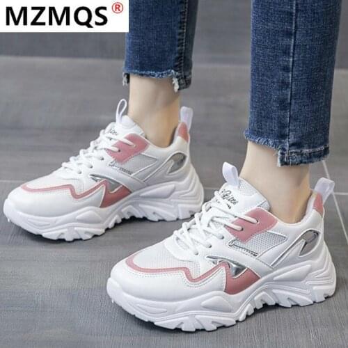 2021 Spring New Women Mesh Breathable Vulcanized Shoes Platform Women Lace-up Sneakers Fashion Comfortable Women Casual Shoes