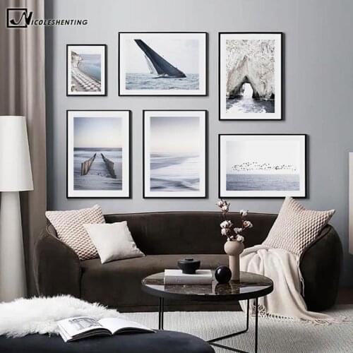 Summer Seaside Ocean Landscape Poster Italy Lipari Island Canvas Print Wall Art Painting Sea Waves Picture Living Room Decor