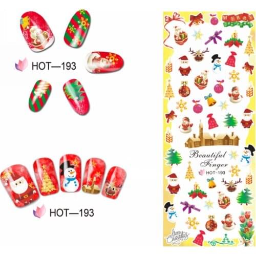 UPRETTEGO NAIL ART BEAUTY WATER DECAL SLIDER NAIL STICKER XMAS CHRISTMAS SANTA CLAUSE BALL TREE SNOW MAN DEER HOT193-198