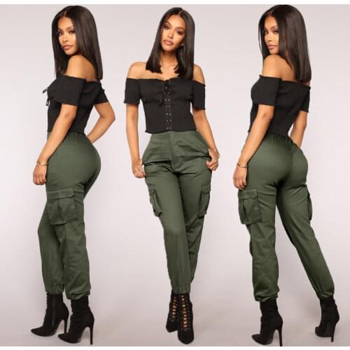 New Fashion Leggings Womens Casual Cargo Pants Military Stretch Women Pants High Waist Combat Leggings Jogging Pencil Trousers