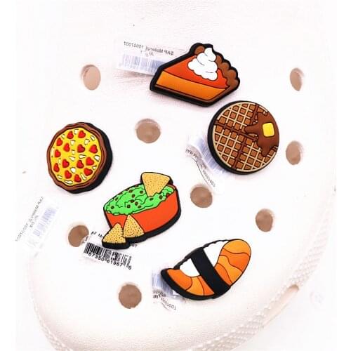 Single Sale Original Food Shoe Charms Cute Waffle Cake Sushi Garden Shoe Buckle Accessories Decorations Fit Croc JIBZ Kids Gifts