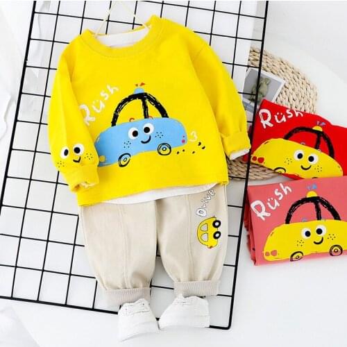 0-5 years 100% Cotton boy girl clothing set 2020 new spring active cartoon casual kid suit children baby clothing T-shirt+pant
