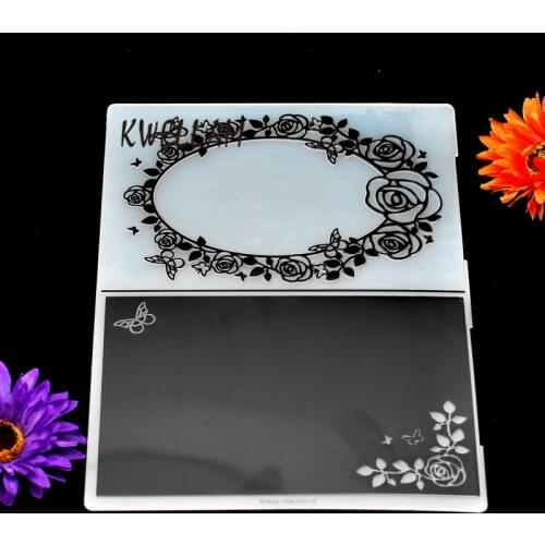 A4 Size Rose Wreath Butterfly Plastic Embossing Folder For Scrapbook DIY Album Card Tool Plastic Template KW7021502