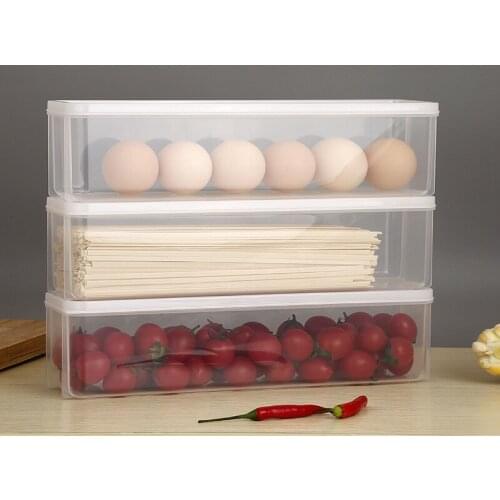 Fruit and vegetable crisper plastic storage box refrigerator storage transparent sealed noodle box rectangular with lid