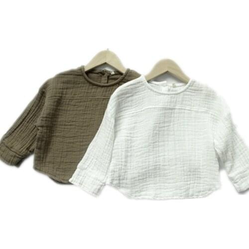 12M to 10 years baby & kids boys girls long sleeve spring fall cotton linen loose tee children fashion solid casual t shirts
