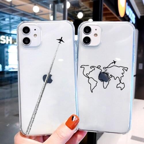 Luxury World Map Travel Soft Phone Case For iPhone 12 11 Pro MAX XR XS Max X Clear Silicone Cover for iPhone 6 7 8 Plus SE2020