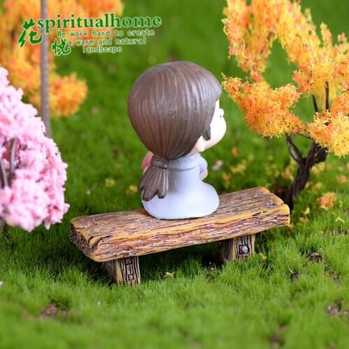 Garden Long Wood Bench Miniature Doll House Decoration Girl Toy Figurine Fairy DIY Furniture Toys Accessories