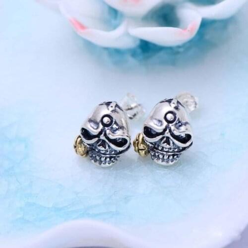 Real S925 Sterling Silver Retro Skull Mouth Diao Rose Fashion Earrings Exquisite Commemorative Gift Jewelry