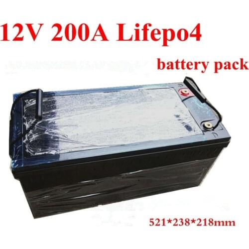 12V 200AH 220ah LifePo4 with BMS for EV RV Ebike Solar Wind Energy Storage System Party Outdoor Fishing Boat + 20A Charger
