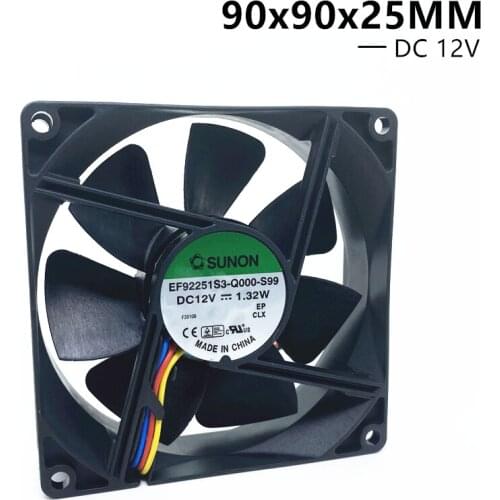 10PCS SUNON EF92251S3-Q000-S99 9025 90MM 775 CPU Fan 90x90x25mm PC Case Cooling fan 12V 1.32W with PWM 4pin