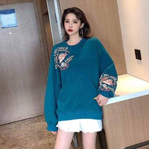 Oversized sweatshirts Harajuku Clothing For Women Casual Loose Vintage Letter Sweatshirt Female Korean style Kawaii Womens tops