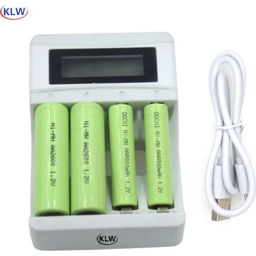 Smart USB Battery Charger for Rechargeable 1.2V AA AAA Size NiMh NiCd Batteries 4 slots NI-MH NI-CD battery charger LCD display
