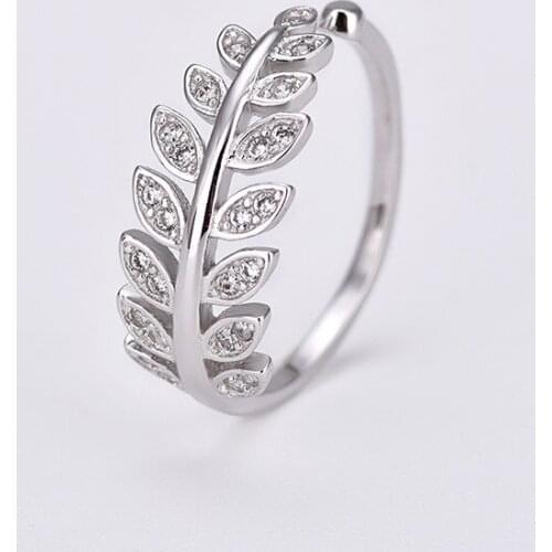 Bohemian Vintage Crystal Leaf Rings For Women Charm Ring Party Wedding Fashion Jewelry Gifts
