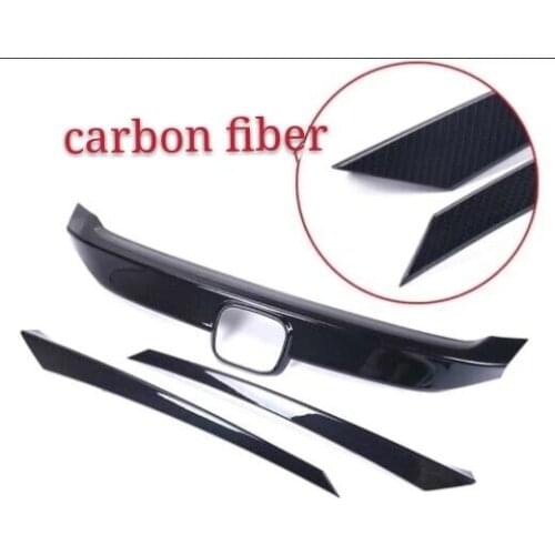 High quality Black brightness Carbon fiber Grille decoration 2016 2017 FOR Honda Civic grille trim headlight eyebrow