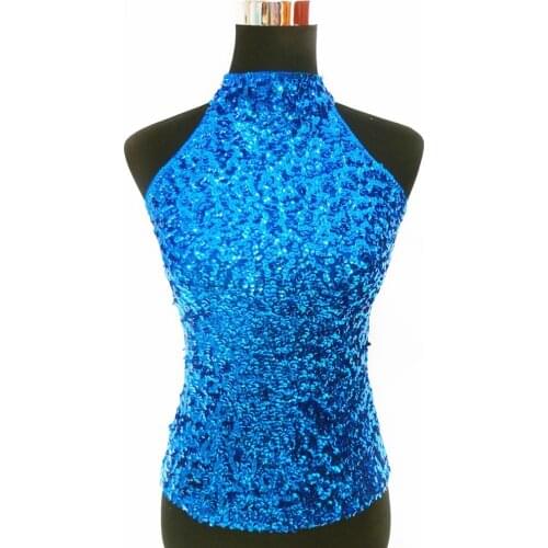 Sequin Shirt Paillette Singer Jazz DS Costumes Latin Shine Jazz Bar Club DJ Vest Belly Dancing Shirt Sequins Dance Top Vest