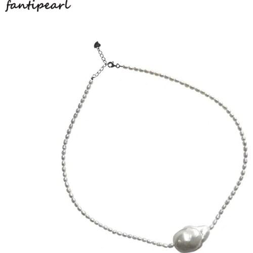 Temperament baroque shaped pearl necklace female pendant fashion bar beaten clavicle pearl chain female