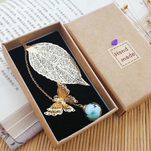 1PC Retro Vintage Bookmark Design Of Leaf/Butterfly Creative Metal Bookmarks Promotional Gift Stationery Bookmark