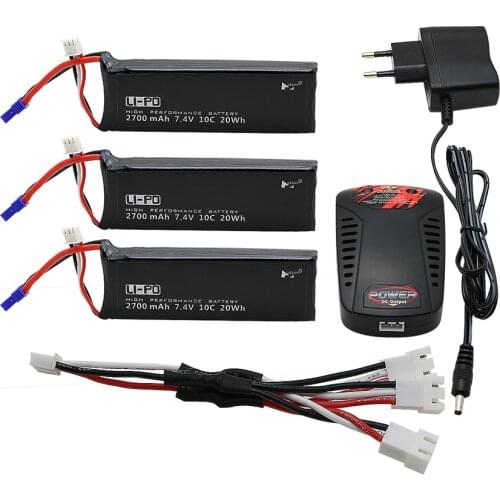 3pcs 2S 7.4V 2700mAh 10C Hubsan H501S Lipo Battery W/ Cable for Hubsan H501C RC Quadcopter Brushless Motors Drone Parts