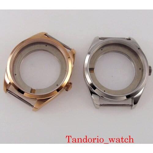 40mm Silver Rose Plated Stainless Steel Watch Case Sapphire Glass For MIYOTA 8215 Mingzhu 2813 Movement High Quality Parts