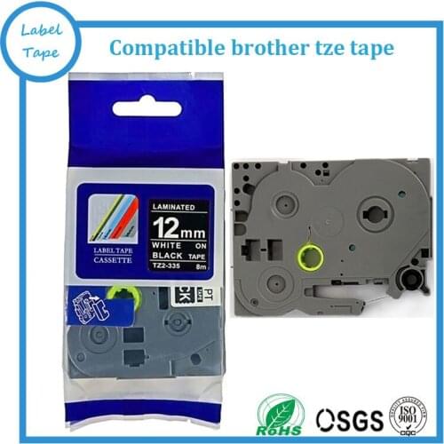 4pk/lot 12mm tz tape tz335 Tze335 Tze 335 White on black Compatible Brother P touch printers tape TZ-335