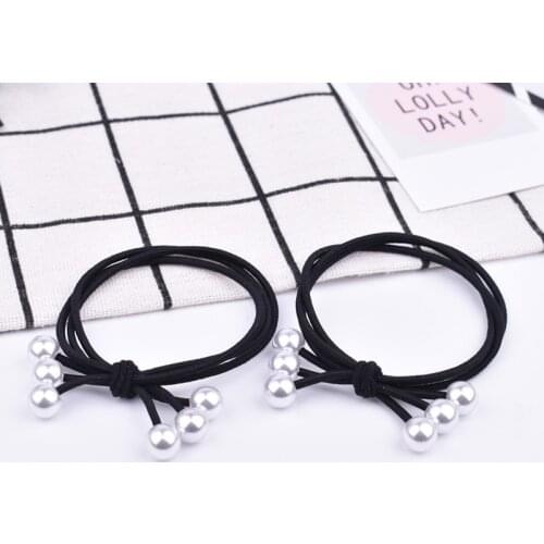 4pcs/lot Women Hair Accessories flowers Beads Headbands Ponytail Holder Girls Scrunchies Elastic Hair Bands Rubber Rope Headdre