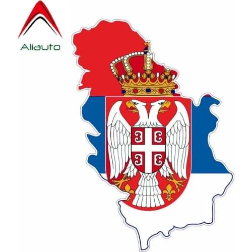 Aliauto Funny Serbia Map Flag Car Sticker Sunscreen Waterproof Cover Scratches Decoration Decal Automobile Accessories,15cm*11cm