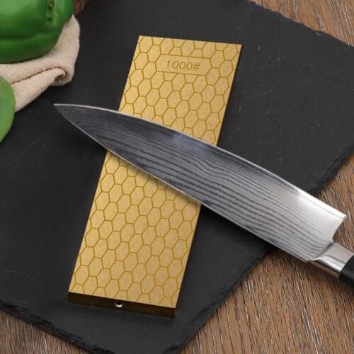 Diamond Sharpening Stone 2 Side Grit 400/1000 Titanium Plating Diamond Plate Honing Stone 8 Inch Hone Sharpener