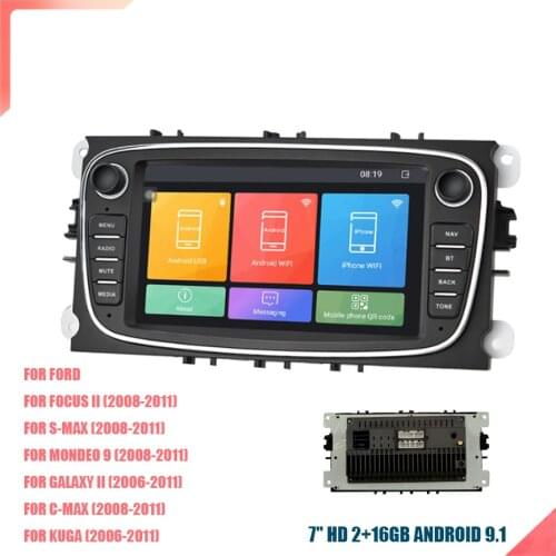 7'' Android 8.1 RAM 2GB ROM 16GB Car Stereo Radio GPS WIFI For Ford S-Max (2008-2011) With Canbus