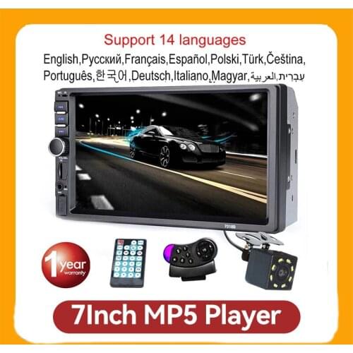 7018B 2 Din Car Radio Bluetooth with 7" Touch Screen AUTO videos Stereo Audio Player SD USB With Camera phone call