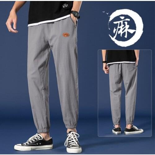 KKSKY Cotton Linen Mens Pants New Summer Casual Solid Trousers Men Breathable Streetwear Pants 6-Colors Mens Clothing Plus Size