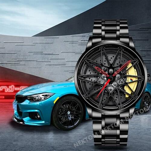 NEKTOM Rim Watch Hub Watches Super Car Rim Watches Wheel Watch Waterproof Men Watches Male Watch Mens Wheel Wristwatch Clock