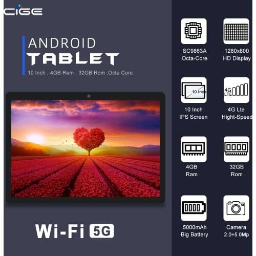 CIGE Cheap 10 Inch Tablet PC Android 9.0 4g Lte Phone Call Wifi Games Computer childrens Tablets With Russian Keyboard