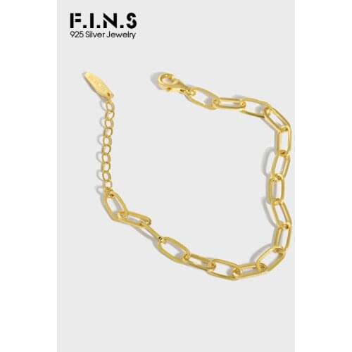 F.I.N.S Korean Fashion Design Simple 925 Sterling Silver Bracelet Link Chain Stackable Minimalist Fine Jewelry for Women Men