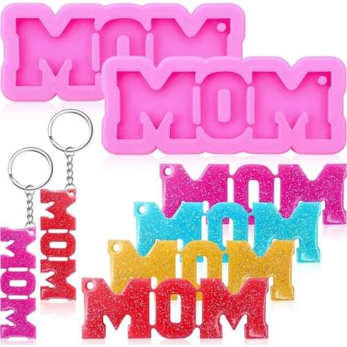 3pc DIY MOM Shaped Silicone Keychain Casting Silicone Mould Crafts Key Chain Pendant Making Tools Crystal Epoxy Resin Mold