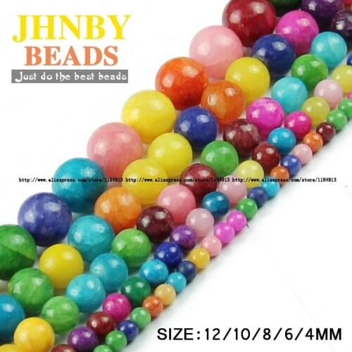 JHNBY Rainbowstone beads Seven colour Natural Stone Round Loose beads 4/6/8/10/12MM Jewelry making bracelets accessories DIY