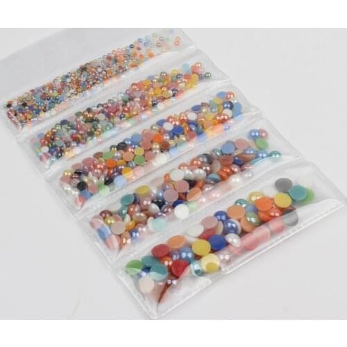 New packing Mix Size Ceramic Rhinestones 1000pcs/lot Half Round Flatback Pearls for DIY Nail Art Garment free Shipping