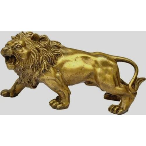Collectible Brass Copper Handwork carved Lion statue