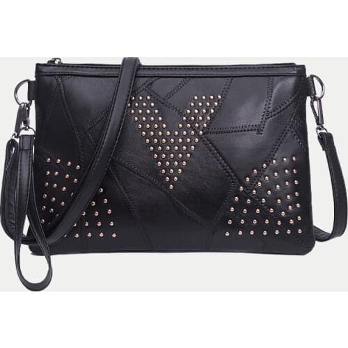 Hot Sale PU leather Women Handbags Small Flap Shoulder Bag Cool Rivet Decor Messenger Bag Purse